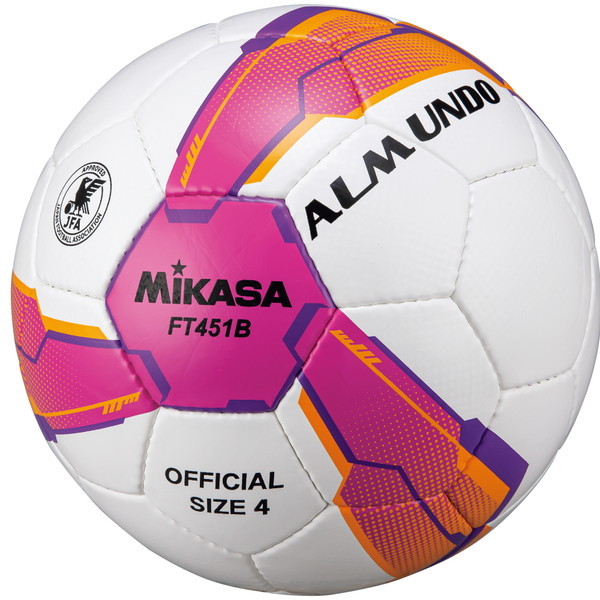 MIKASA FT451B-PV サッカーボール 検定球 4号球(小学生向け) ALMUNDO 手縫い ピンク/バイオレット