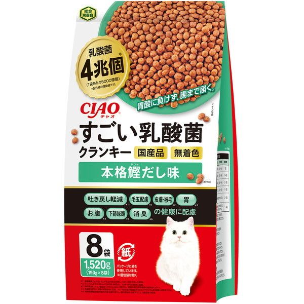 いなばペットフード CIAO 74%OFF Rakuten すごい乳酸菌クランキー 本格鰹だし味 190g×8袋