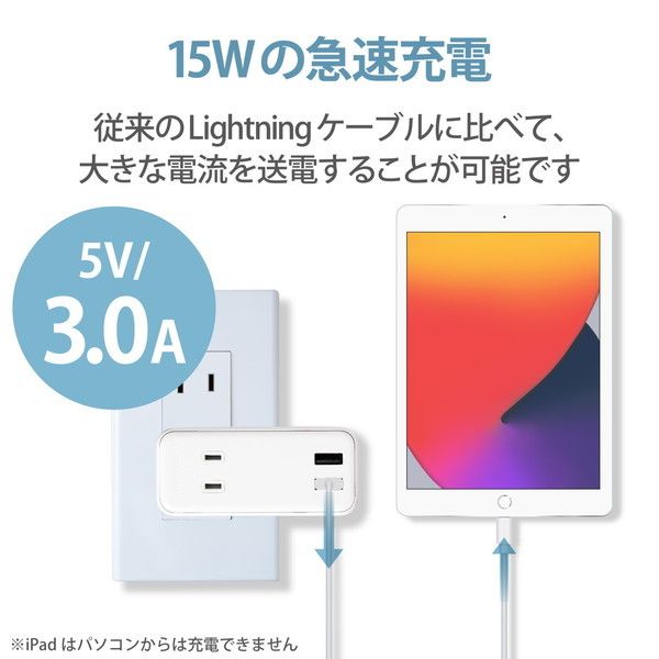ELECOM MPA-UAL10WH [iPhoneケーブル ライトニングケーブル 1m iPad iPod データ通信 充電 USB-A  Lightning ホワイト RoHS指令準拠(10物質)]