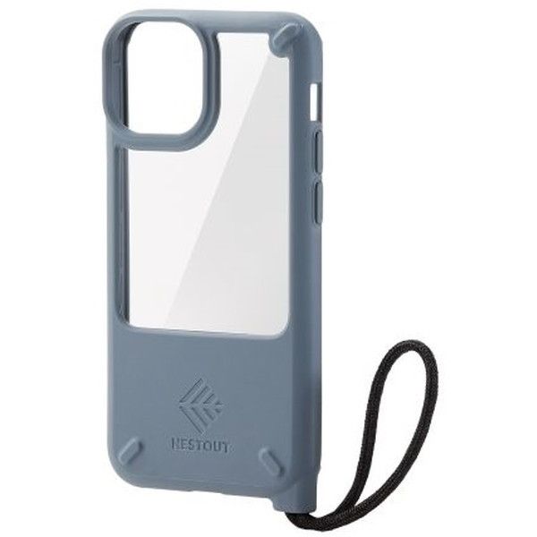 ELECOM PM-A21ANEST3GY iPhone13 mini ケース カバー 安心と信頼 超定番 耐衝撃 ストラップ付 NESTOUT 背面クリア Lake グレー ハイブリッドケース
