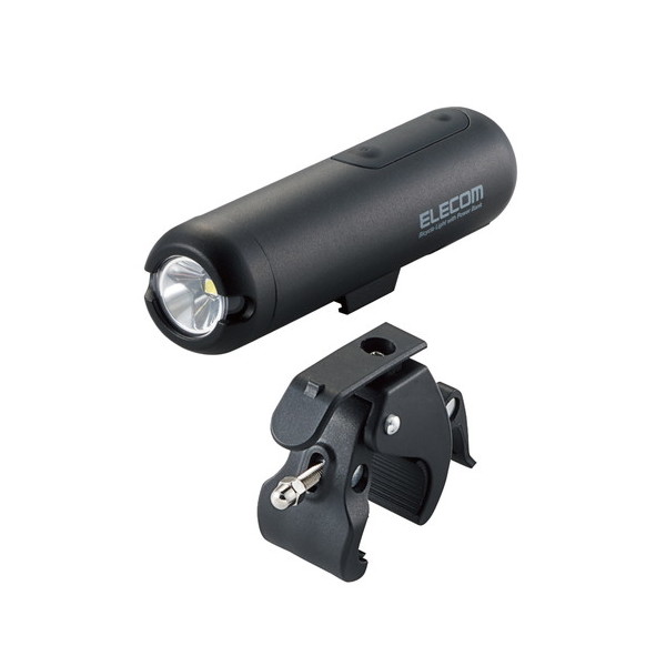 ELECOM BCA-M02L-3350BK 自転車 用 ライト LED 400ルーメン 容量3350mAh USB充電式 防雨仕様 IPX5防水 モバイルバッテリー機能付き USB-A×1 色温度6500K (昼光色) ブラック
