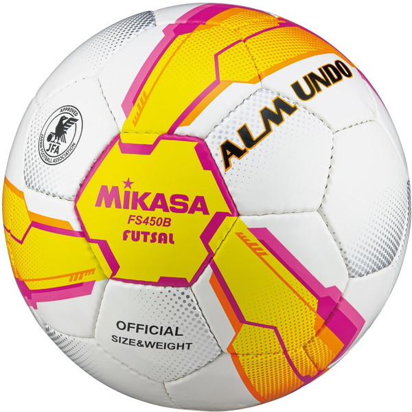MIKASA FS450B-YP フットサル ALMUNDO 検定球 4号球(一般・大学・高校・中学生用)手縫い イエロー/ピンク