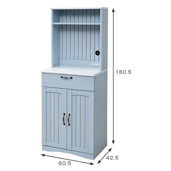 JKプラン FFC-0006-BL ブルー&ホワイト フレンチカントリー家具 [カップボード (幅60cm/フレンチスタイル)]