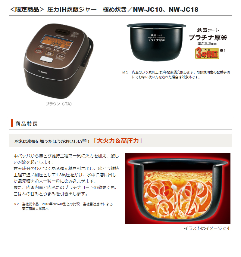 象印 圧力IH炊飯器(5.5合炊き) ブラウン ZOJIRUSHI 極め炊き NW-JC10-TA - 4