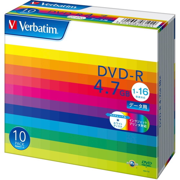 三菱化学メディア 1-16倍速対応 データ用DVD-Rメディア （4.7GB・10枚） DHR47JP10V1:1回だけ書込可能なDVDメディア DVDディスク