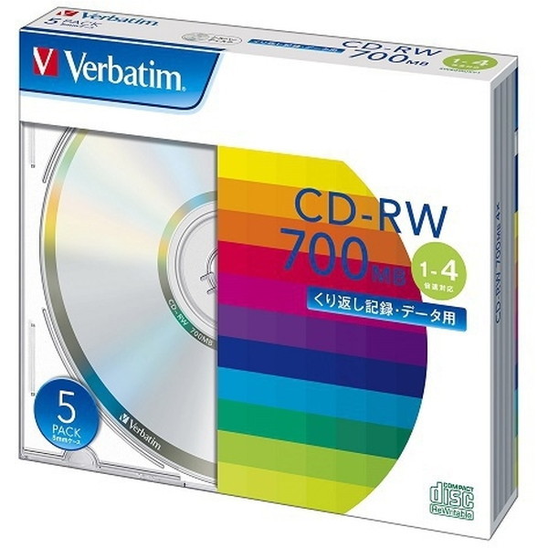 Verbatim SW80QU5V1 [データ用CD-RW (700MB・4倍速対応・5枚入)] CD-Rメディア