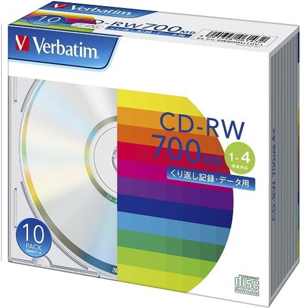 Verbatim SW80QU10V1 [データ用CD-RW (700MB・4倍速対応・10枚入)] CD-Rメディア